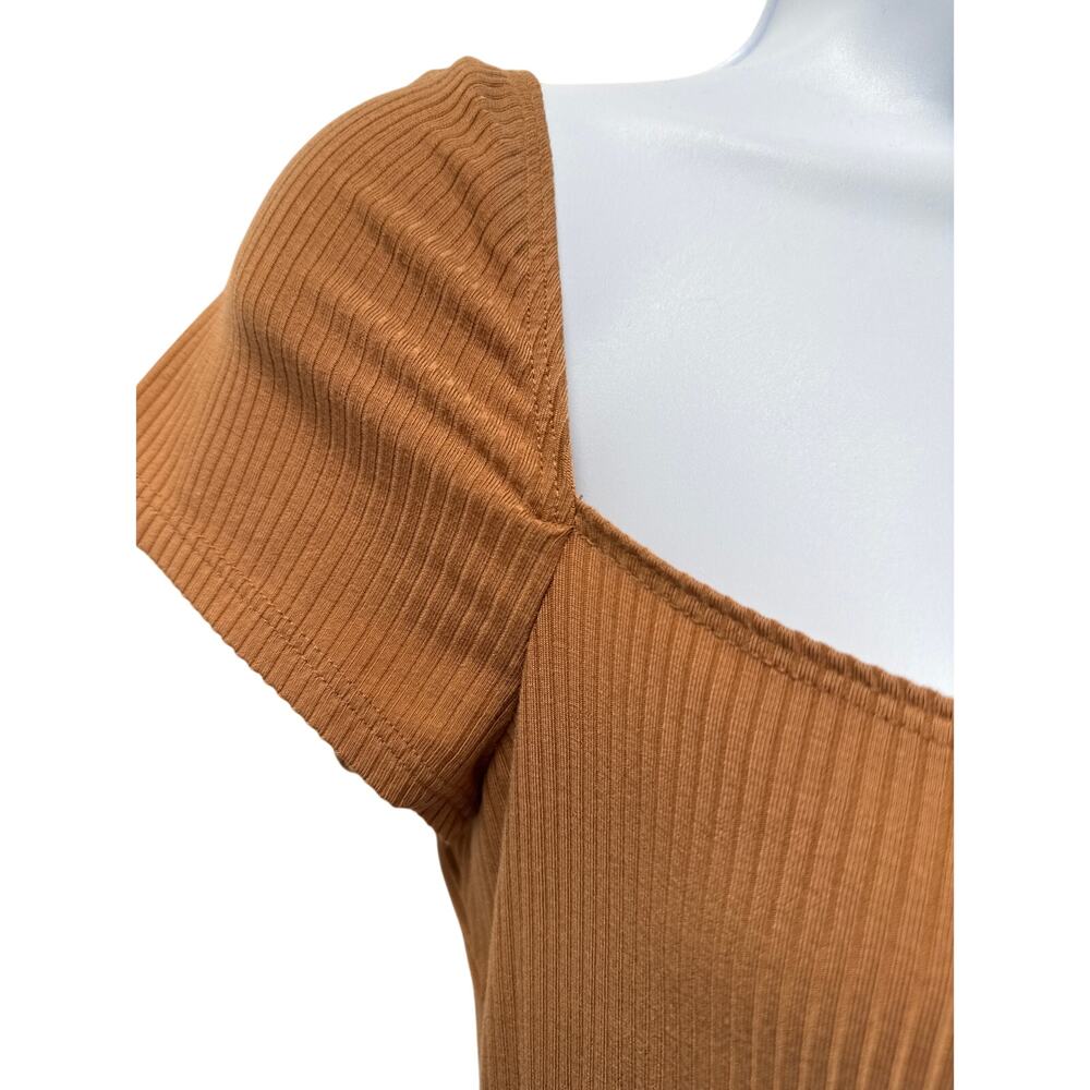 Bodycon Ribbed Knit Dress Size Large Butterscotch Back Slit Reformation Bleeker - Picture 4 of 14